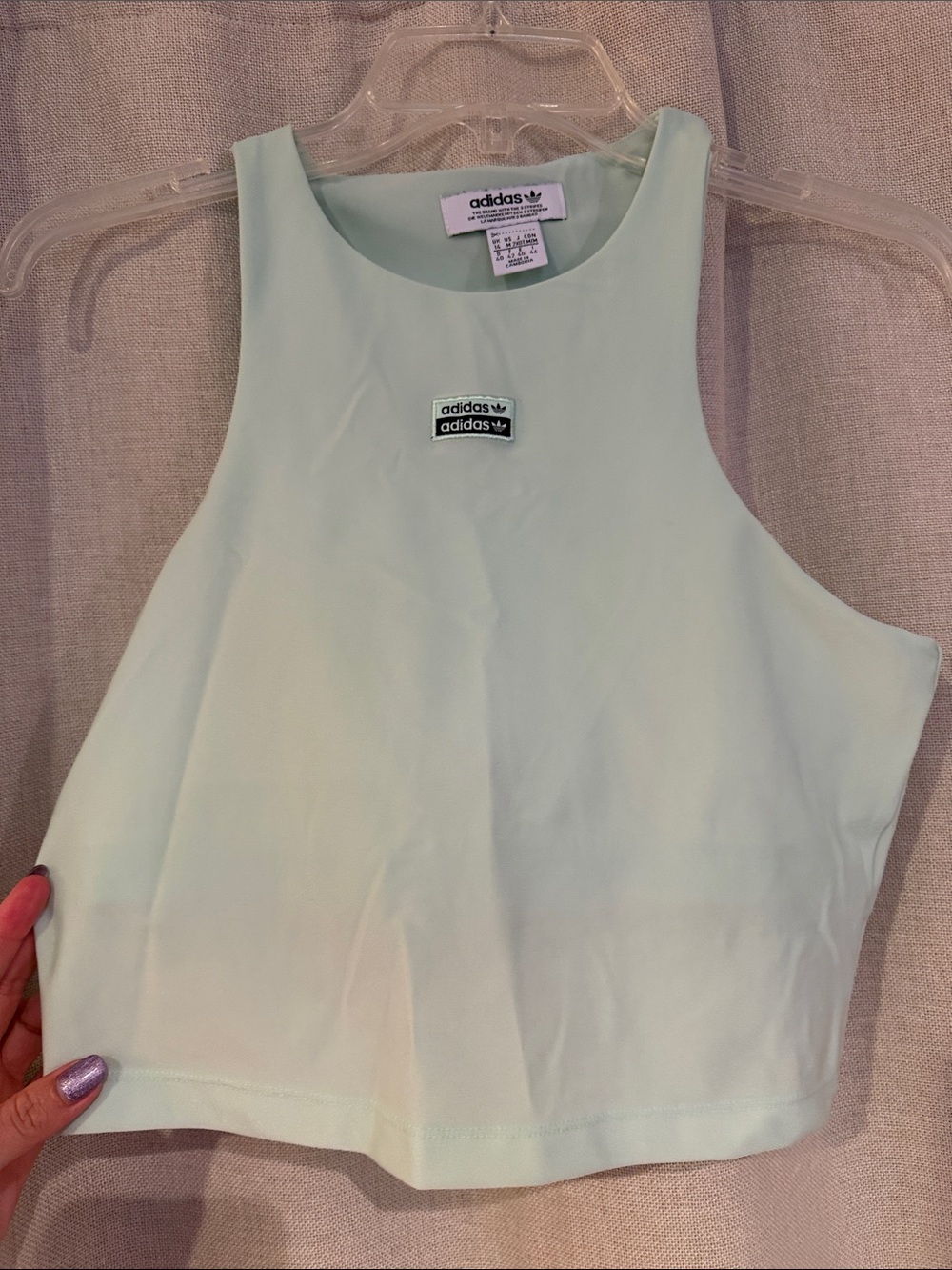 adidas Mint Green Cropped Tank Top size m